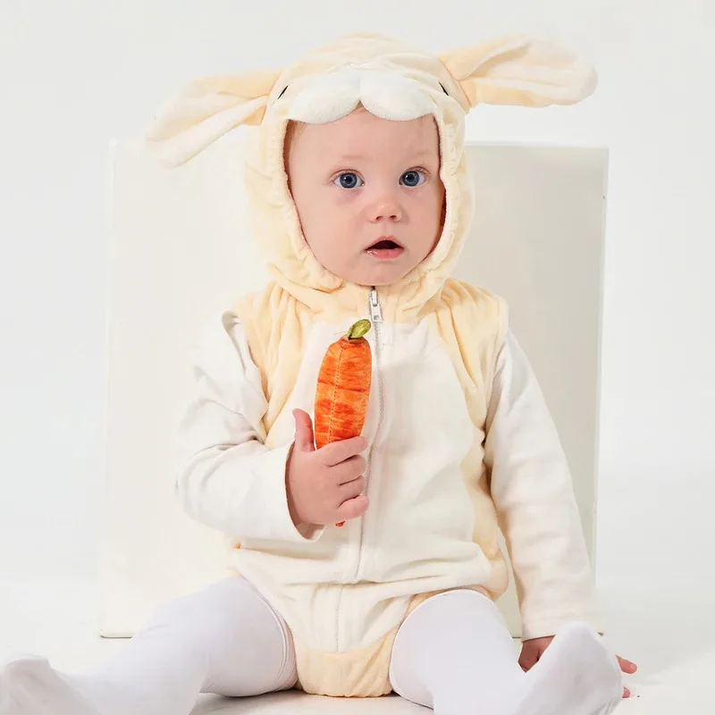 زي Umorden Cutie Baby Infant Rabbit Bunny لعيد الفصح والهالوين مع قلنسوة بدون أكمام 0-18 شهرًا