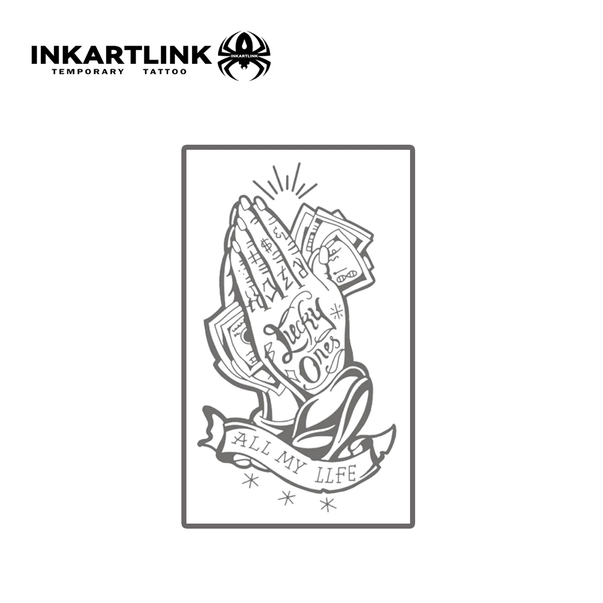 Praying Hands temporary tattoo stickers, magic tattoos, herbal juice tattoos, lasting 1-2 weeks, realistic fake tattoos