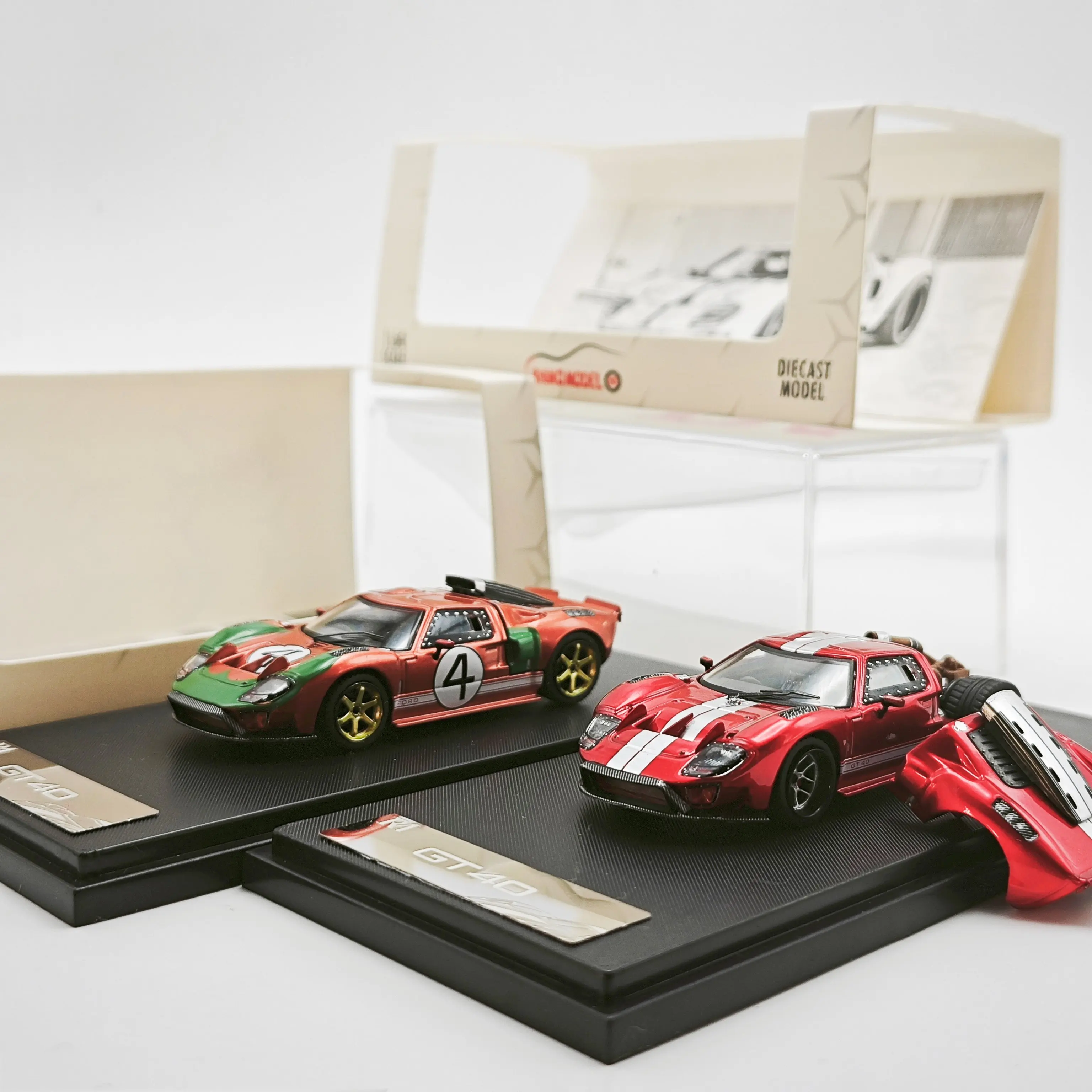 RM Rhino 1:64 GT40 capó de motor magnético modelo de coche de aleación fundida
