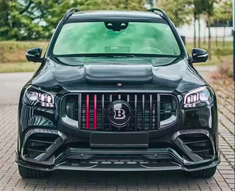 For Benz GLS63 AMG Real Carbon Fiber Bumper Front Lip Rear Diffuser Top Tail Wing Air Intake Tire Profile Spoiler Body Kit