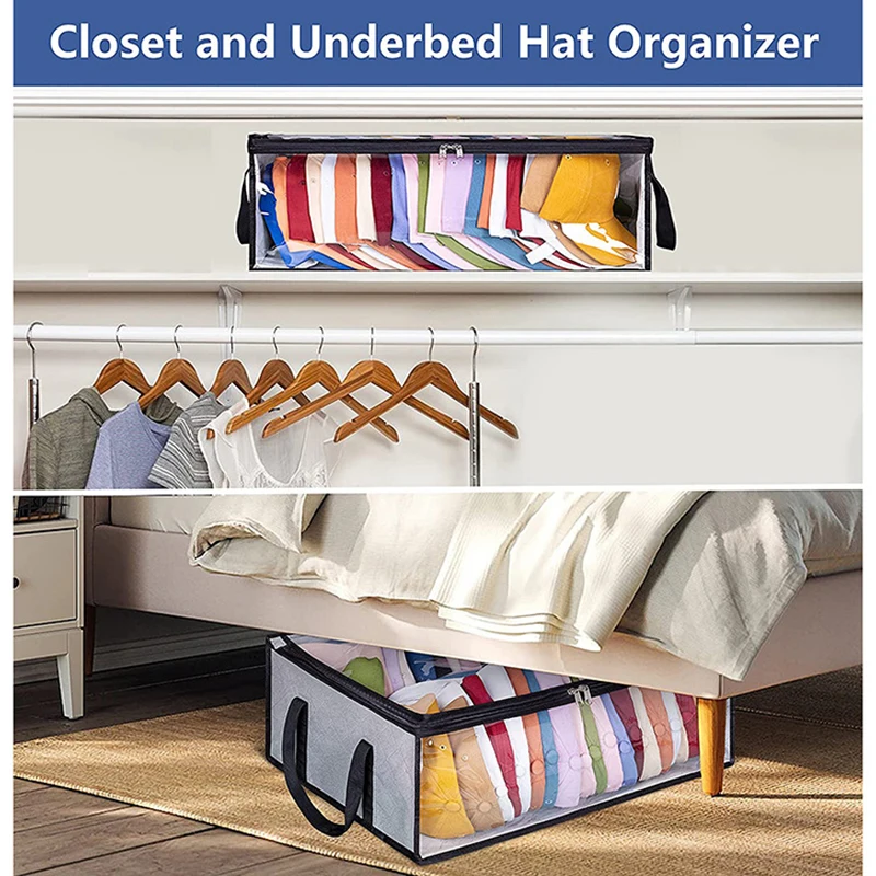 Durable Baseball Hat Organizer Hat Storage For Baseball Caps Sturdy Cap Organizer Hat Case With Carrying Handles And Dual Zipper