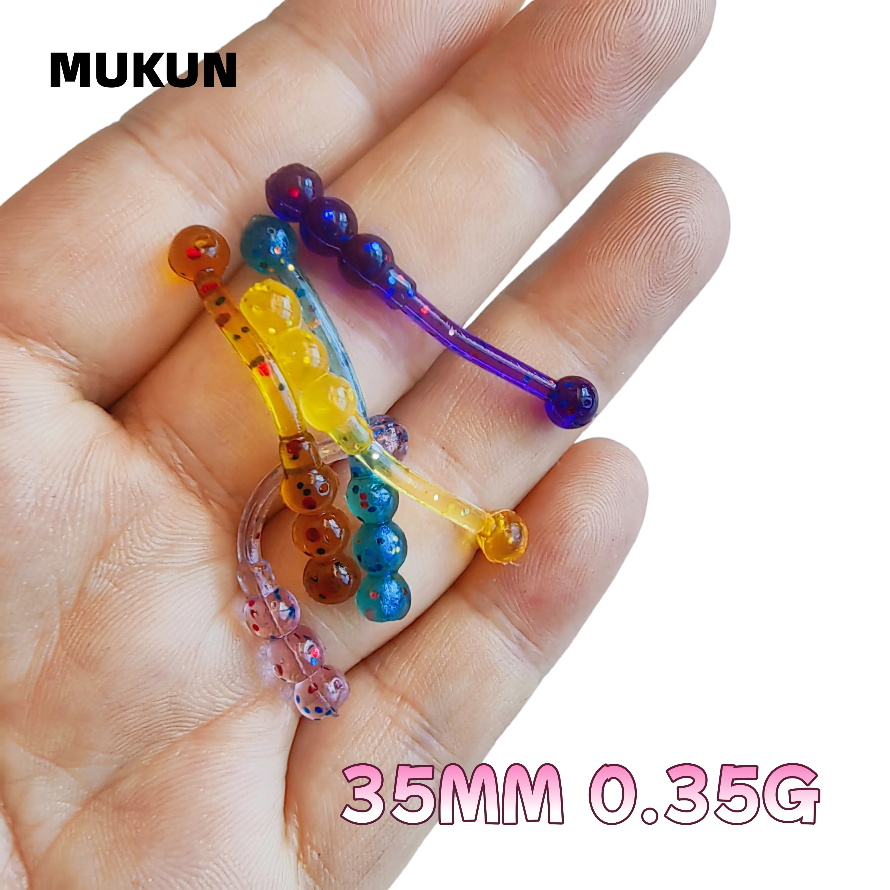MUKUN 30 señuelos blandos de pesca de 0.35g y 3.5cm, imitación de lombriz blanca, nuevos señuelos de pesca con aroma a pescado