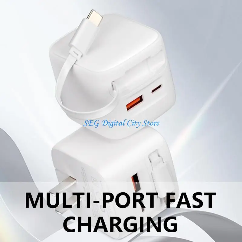 

U75B Space Saving High Speeded 30W PD with Multiple Device Compatibilities and Integrated Retractable Charging Cable