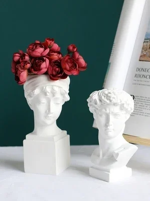 Modern Nordic Style Creative Portrait Vase Human Head Decorative Ornaments Resin David Venus Vase Home Decoration Accessories