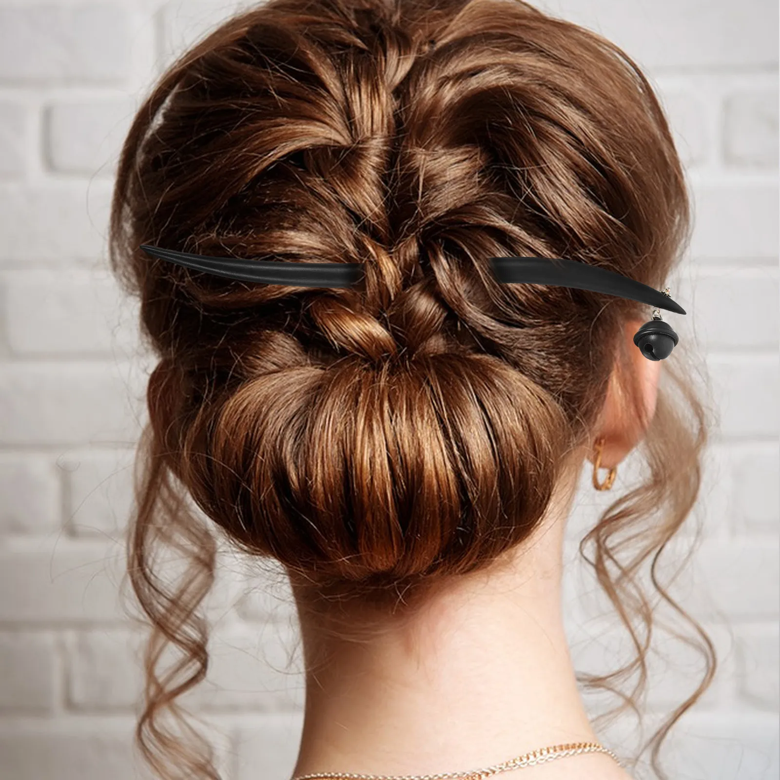 

Элегантная винтажная заколка для волос из дерева с колокольчиком, в ретро-китайском стиле, для женских причесок, пучков и шиньонов, в стиле Ханьфу.