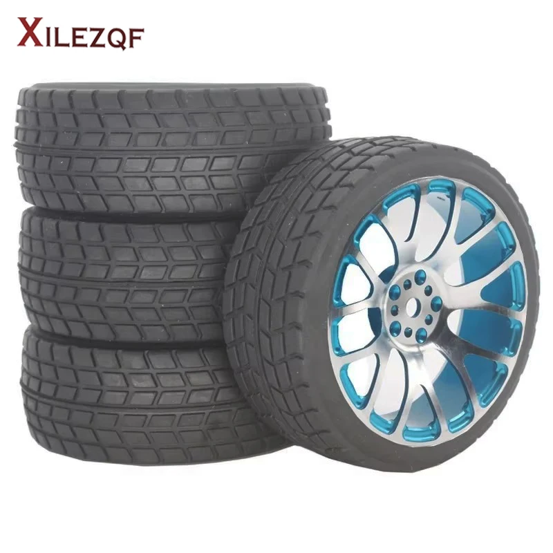 XILEZQF 4PCS 1/10 RC On-Road Racing Wheel Tire 12mm Hex Metal Hub for Tamiya TT01 TT02 XV01 XV02 PTG-2 HSP HPI Kyosho
