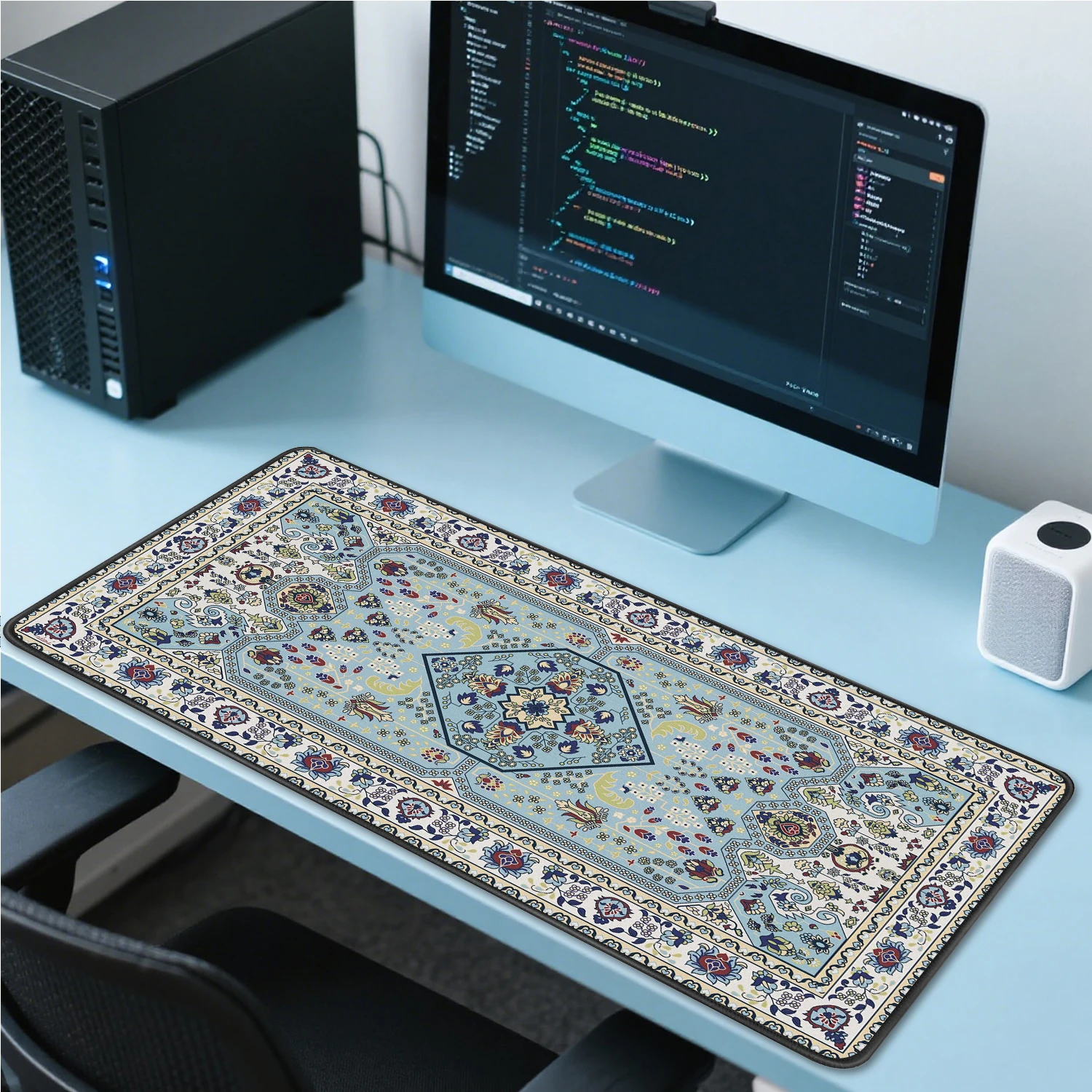 

Bohemian Retro Style Mouse Pad, Large Office&Gaming Computer Desk Mat, Anti-Slip Rubber Base Big Keyboard Mousepad