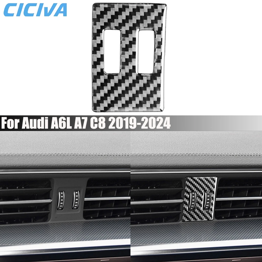 

Carbon Fiber Car Accessories Air Vent Control Panel Interior Cover Modified Trim Soft Sticker For Audi A6 A6L A7 C8 2019-2024