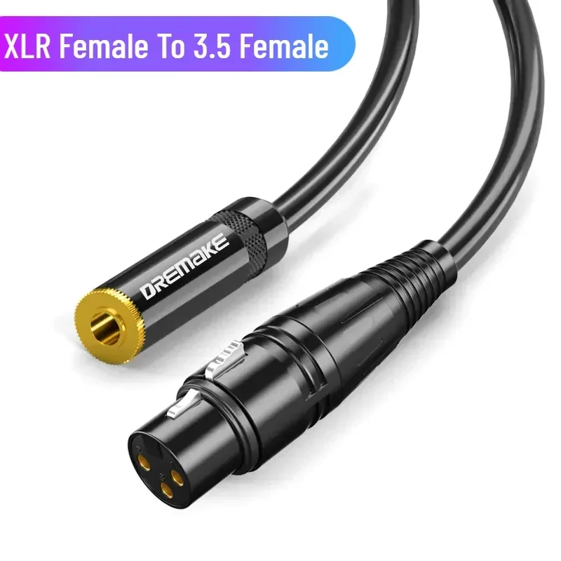 Audio Extension Cable XLR Female To 3.5mm Female Adapter Cable for Microphone Mixer Amplifier Sound Card Effect Speaker