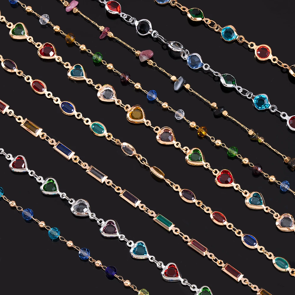 

1Meter Copper Chains Crystal Chains Beads Chains Mix Color For Diy Jewelry Making Supplies Necklace Findings Crafts Wholesale