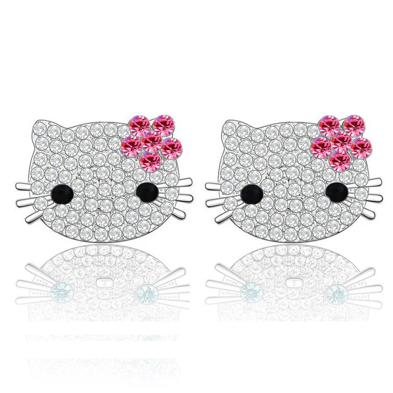 Hallo Kitty Mädchen Ohr stecker Harajuku Japan Y2k Gewürz Mädchen Ohr Zubehör niedlichen Diamant besetzt kt Katze Ohr stecker weibliche Ohrringe Geschenk