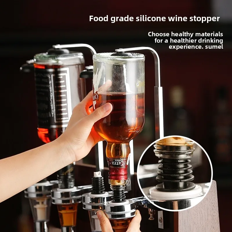 Solid Wood Bar Rack Thickened Countertop Wine Holder Self-Pour Stand Champagne Display Home Bar Decor Sturdy Space Saving