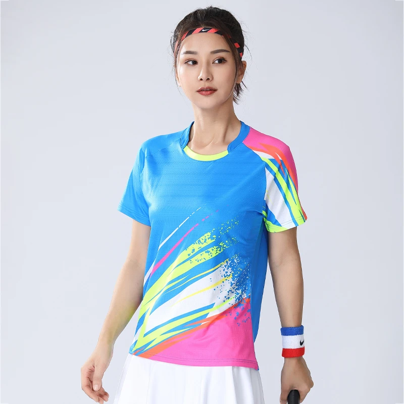 

New Badminton Women T-shirts Quick Dry Volleyball Sport Custom Training Short Sleeve Breathable Polyester Exercise Tennis Shirt