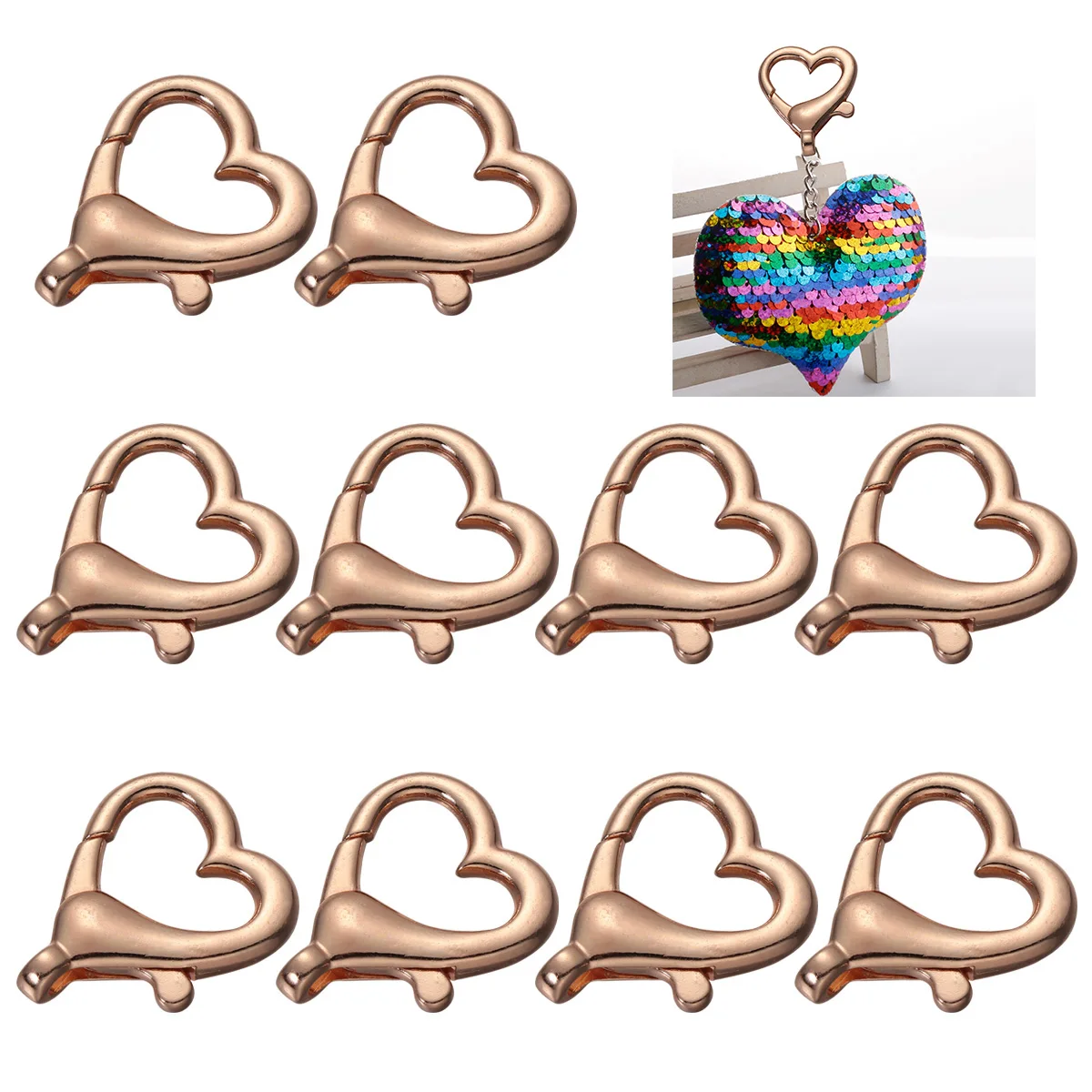 

10pcs Handmade Accessories DIY Bags Suitcases Metals Buckles Small Loving Heart Accessories (Golden, Number 105)