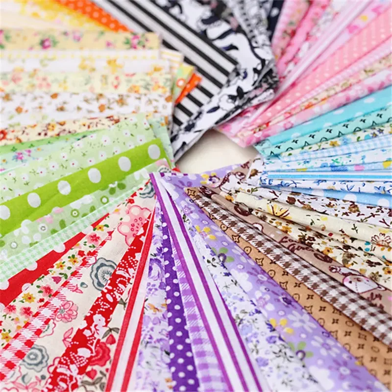 50pcs DIY Floral Fabric Floral Printed Cotton Cloth Sewing Quilting Fabric for Patchwork Needlework Handmade Material 10*10cm