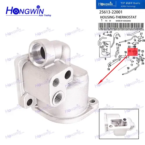 1/2 Uds 25613-22001 2561322001 carcasa del termostato del refrigerante del motor para Hyundai Accent Hyundai Scoupe 1.5L L4