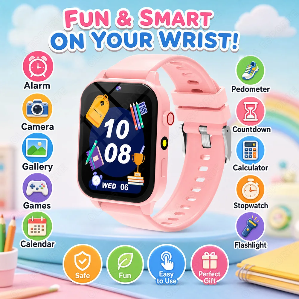 Neue Smartwatch für Kinder mit HD-Touchscreen, Kamera, 18 Spielen, Schlafüberwachung, Wecker, Taschenrechner, Geburtstagsgeschenk für Jungen und Mädchen HT30
