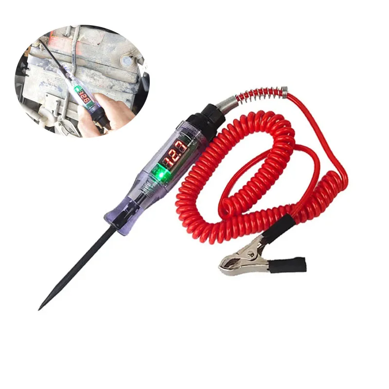 2023 3-70V DC Car Truck Voltage Circuit Tester Digital Display Long Probe Pen Light Bulb Automobile Diagnostic Tools Auto Repair