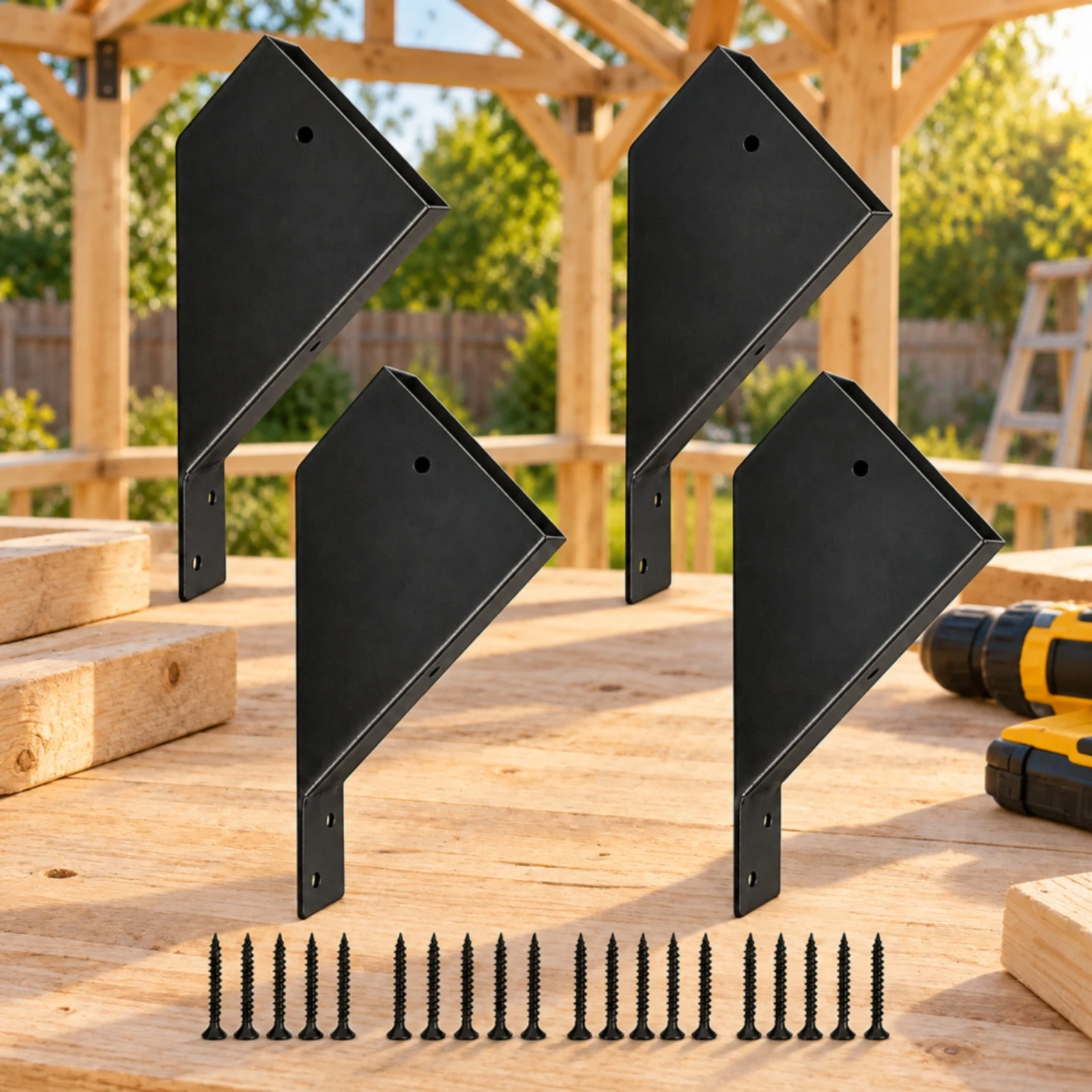 4 Pieces 45-Degree Angle Reinforcement Bracket Outdoor 2x4 Lumber Angle Bracket Wood Joiners Weather-Resistant