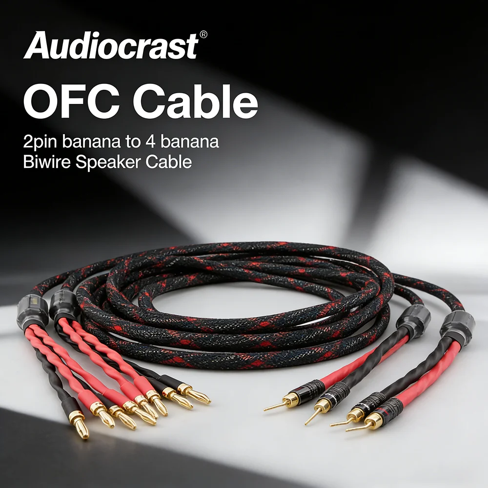 

Audiocrast SC08 HIFI Audiophile Electric Speaker Cable Biwire Loudspeaker Wire Banana Plug to Pin Banana Plug Audio Line