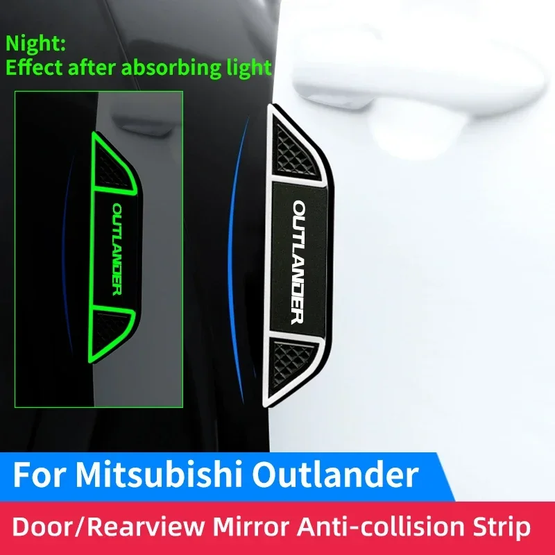 

For Mitsubishi Outlander Car Door Anti-collision Strip Luminous Rearview Mirror Scratch-resistant Protection Strip