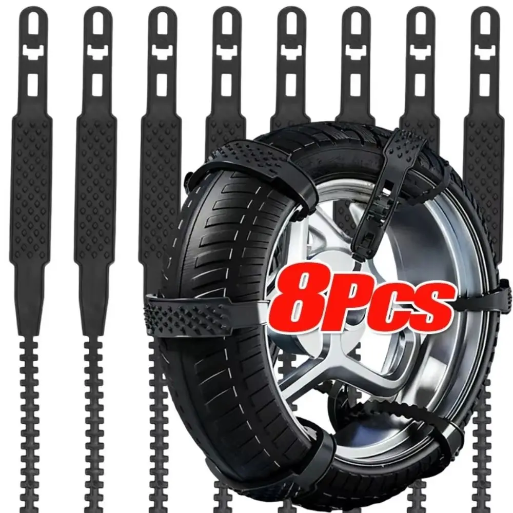 

1/4/8Pcs Universal Motorcycle Tire Chains Wear-Resistant Reusable Motorcycle Snow Chains Easy Install Tire Chains