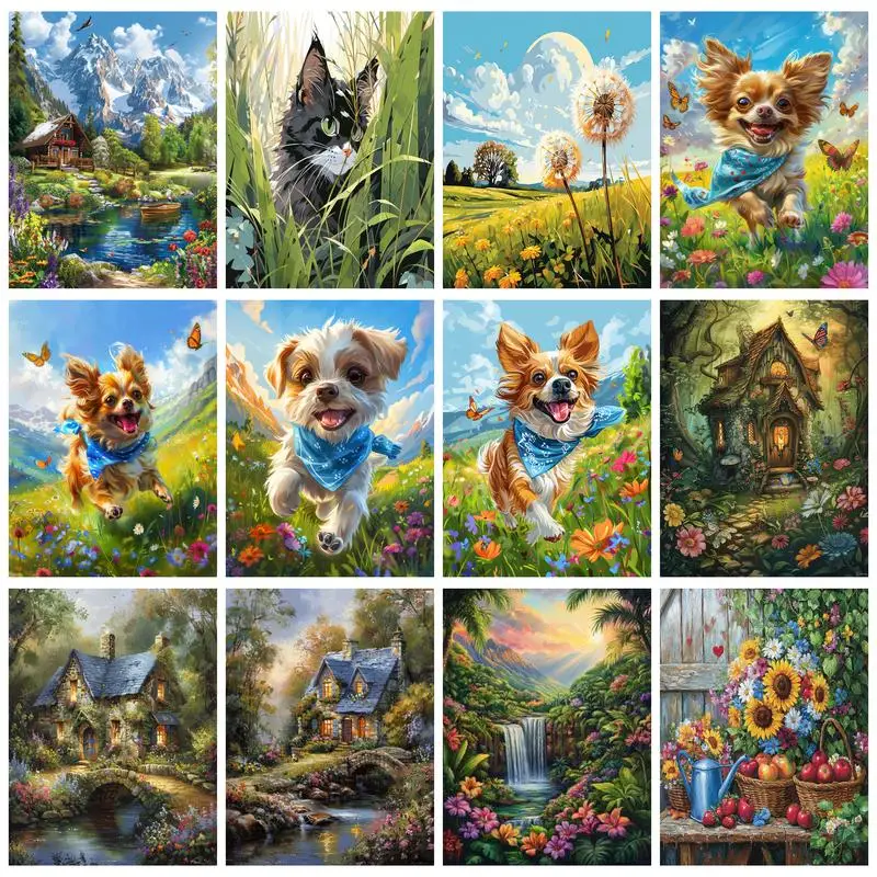 RUOPOTY-pintura al óleo por números, dibujo de manzana, girasol, pintura acrílica para colorear, manualidades DIY Por Kits de números