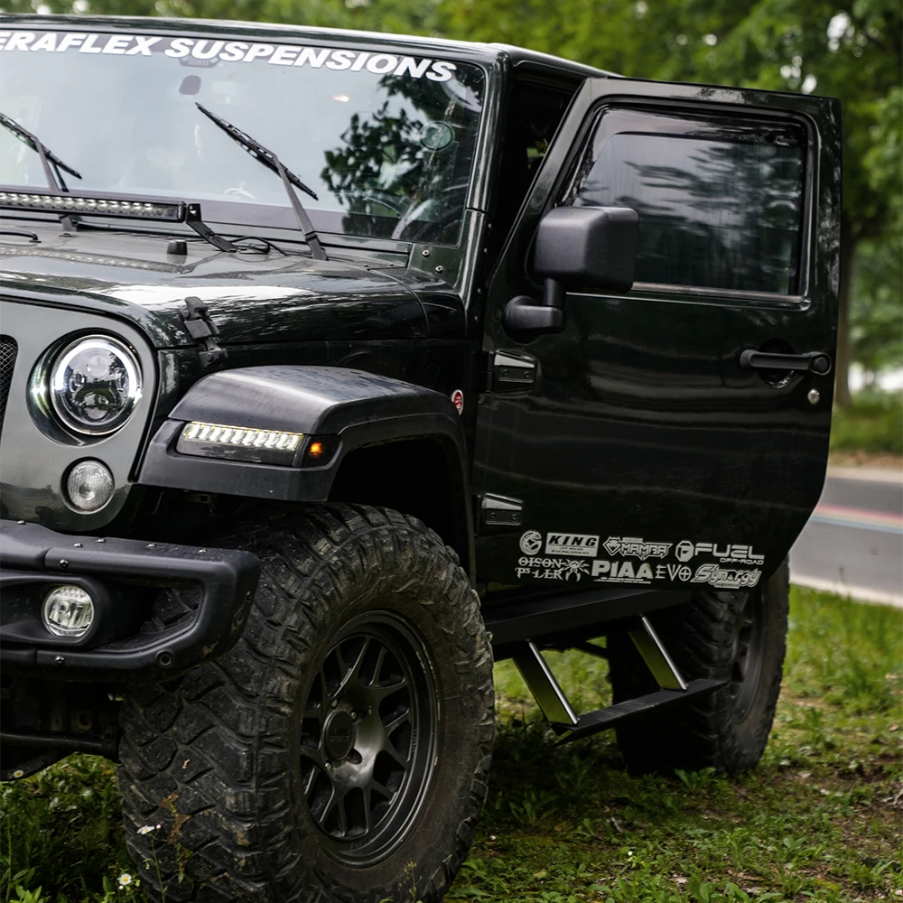 3mm SPCC Steel Power Step / Rock Slider with LED & Auto Retractable for Wrangler JK 07-17,Electric Running Board, JL1353