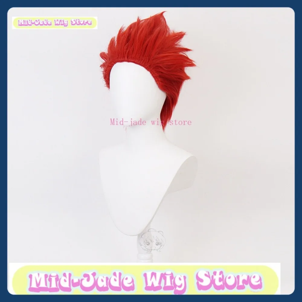Mid-Jade Wig Store My Hero Academia Kirishima Eijiro Wig Cosplay Permainan Anime Kostum Bermain Peran Alat Peraga Kostum Halloween Synthet