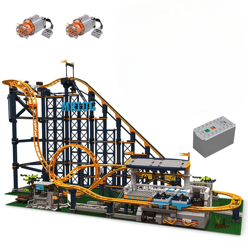 

Mk 11012 Roller Coaster With Motor Amusement Park Building Block Bricks Toy For Birthday Christmas Kids Gift 10303