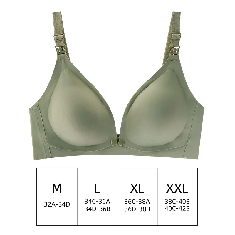 Pregnant Women Front Open Buckle Feeding Bra Solid Color Maternity Nursing Bra with Removable Pads
