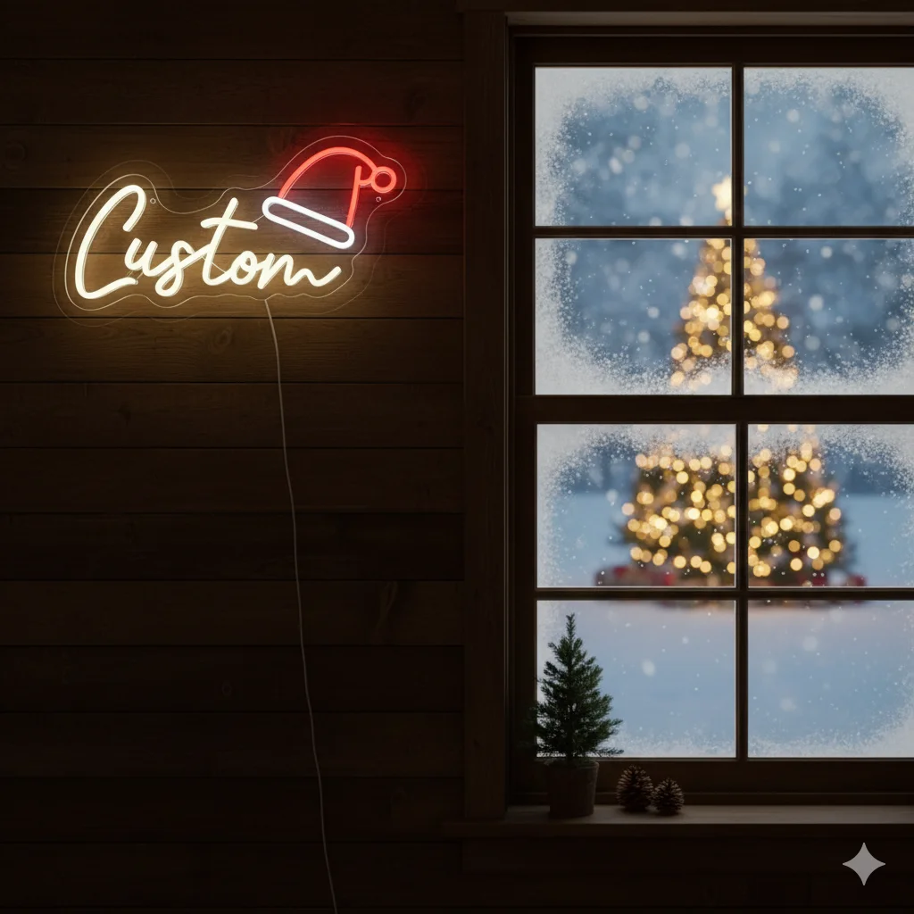 مخصص LED النيون قبعة عيد الميلاد تسجيل نص شخصي/اسم السنة الجديدة USB بالطاقة مع التحكم في السطوع ديكور المنزل احتفالي