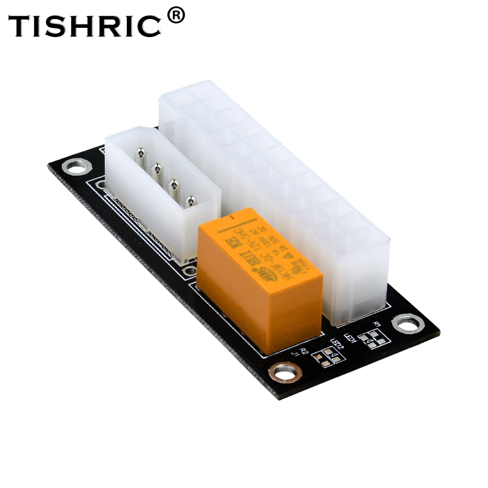 TISHRIC Dual NETZTEIL pc block synchronizer Netzteil Adapter Add2psu ATX 24Pin Zu 4pin Molex Synchron Riser Karte Bergbau BTC