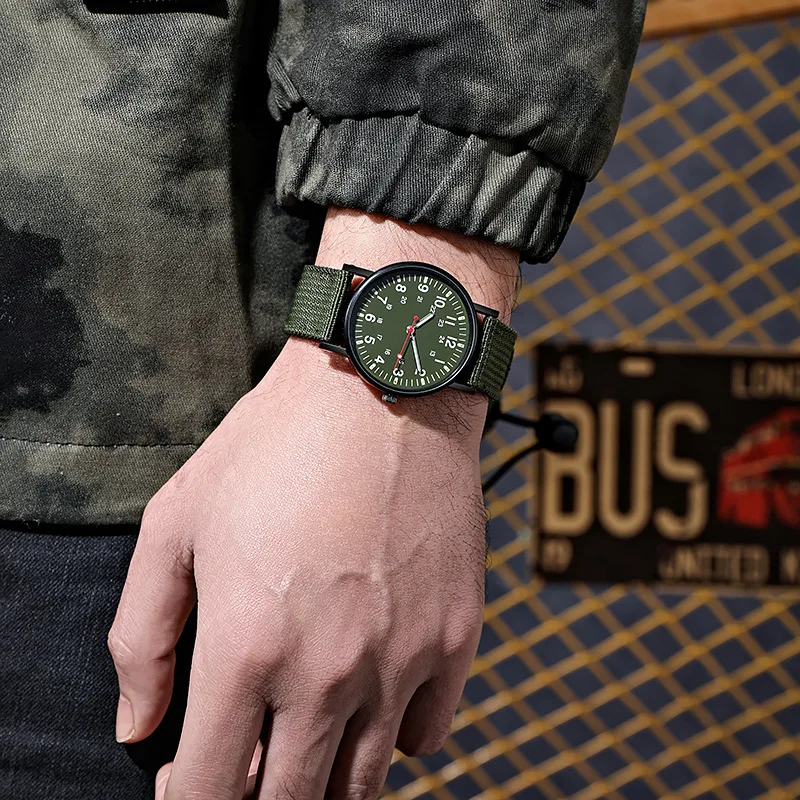 Luminous Men Sport Shock Resistant Wristwatches Military Watch Simple Nylon Band Male Army Wrist Watch Quartz Relogio Masculino