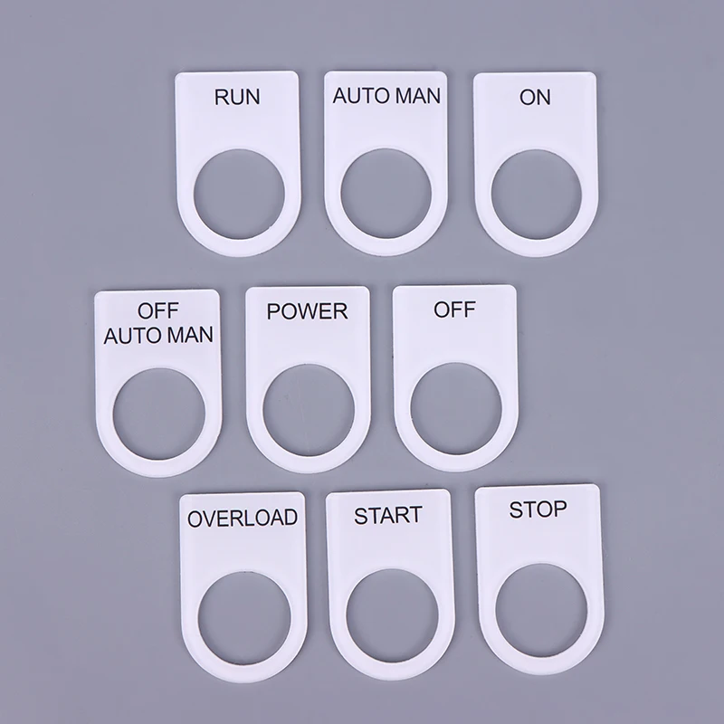 Placa de identificação do armário de controle de tamanho de furo de 22 mm, etiqueta acrílica, letras pretas em fundo branco, uma peça