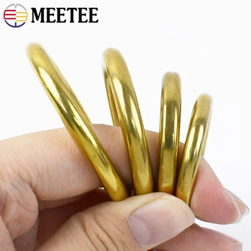 Meetee 5/10 Pz 8-51mm Ottone Puro O Ring Fibbia Portachiavi Borsa di Rame Cinghia di Collegamento Cerchio Anelli Fibbie Portachiavi FAI DA TE