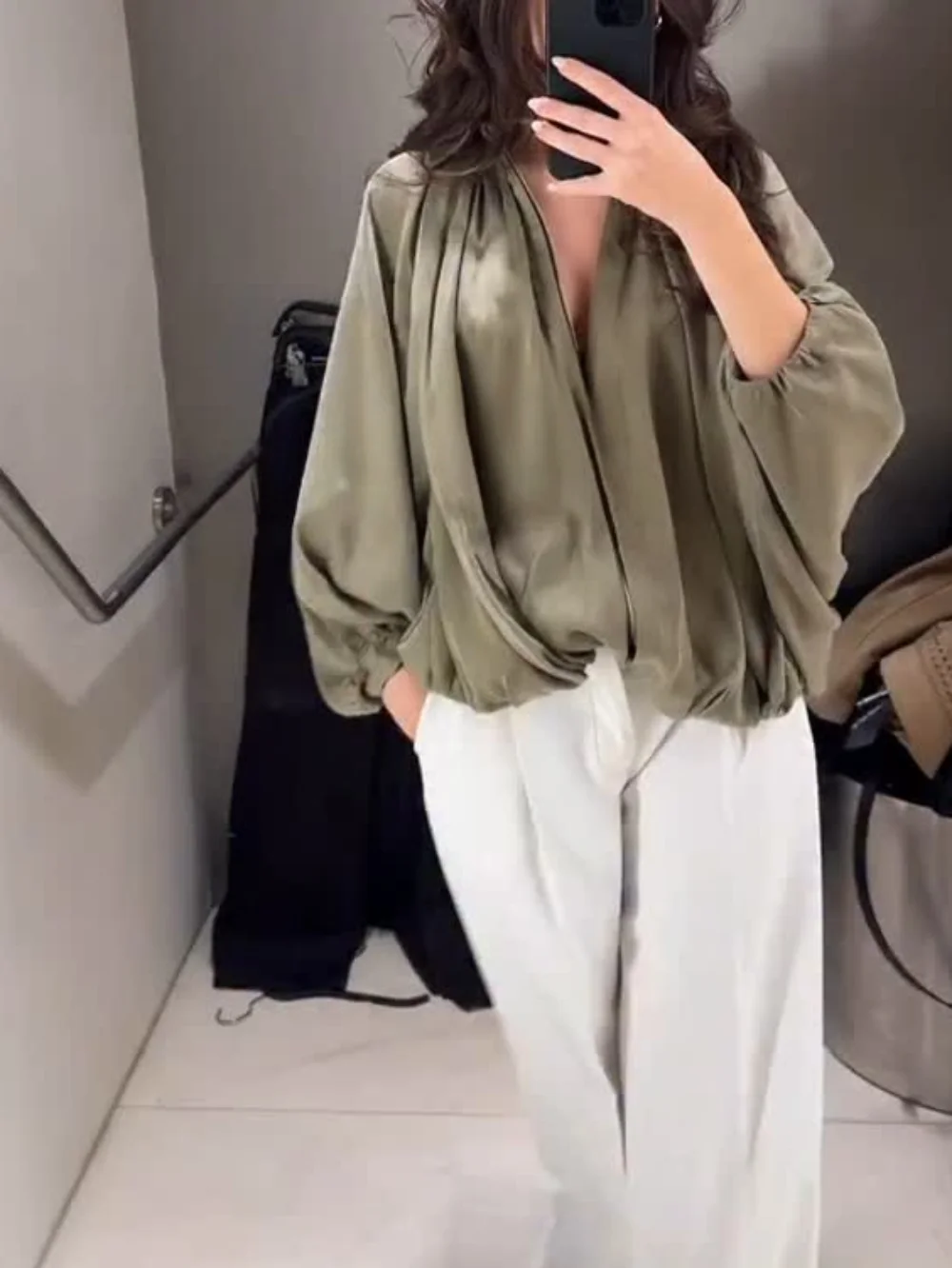

Women's Fluffy Jacquard Blouse 2025 New Long Sleeve Oversize Blouses for Women Streetwear Casual Loose Shirt Tops ﻿