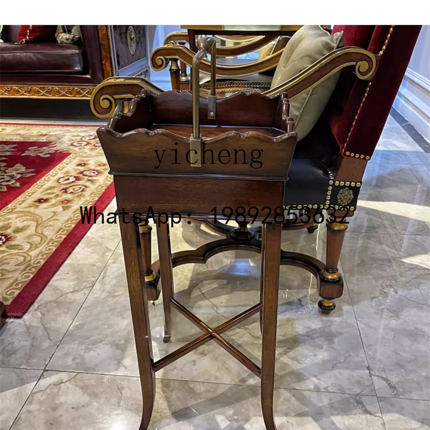 

HYS Solid Wood Corner Table Living Room Leisure Chair Side Table Mahogany Fruit Basket Decoration