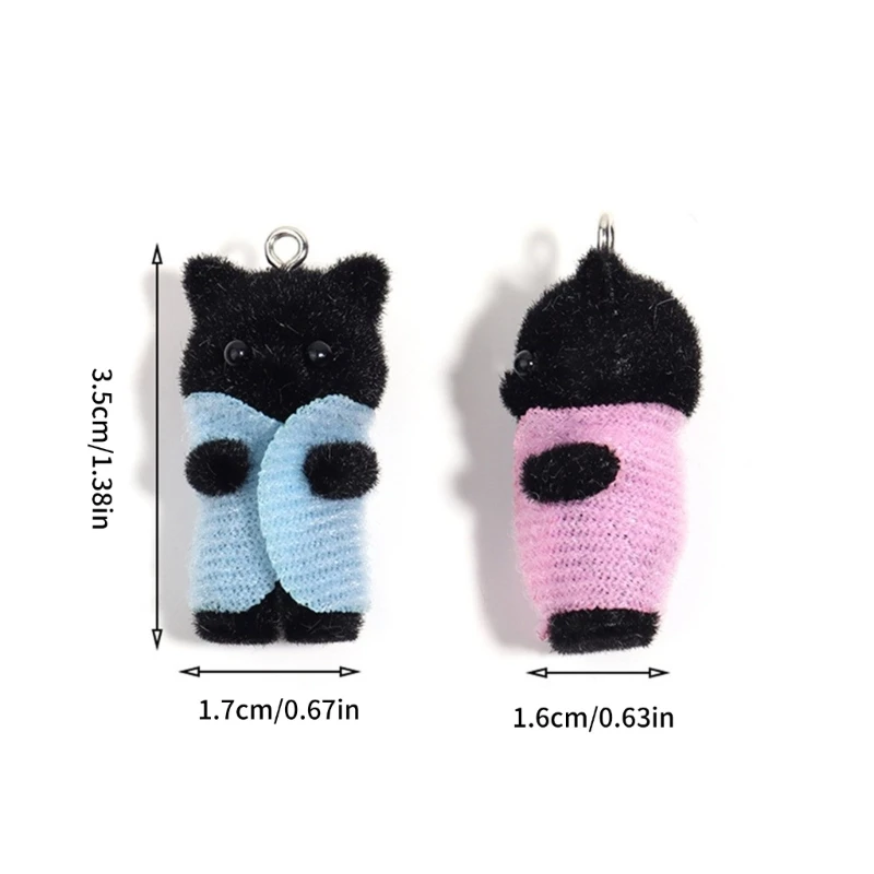 Porte-clés pendentif chat dessin animé, jolis animaux, breloques floquées, ornements