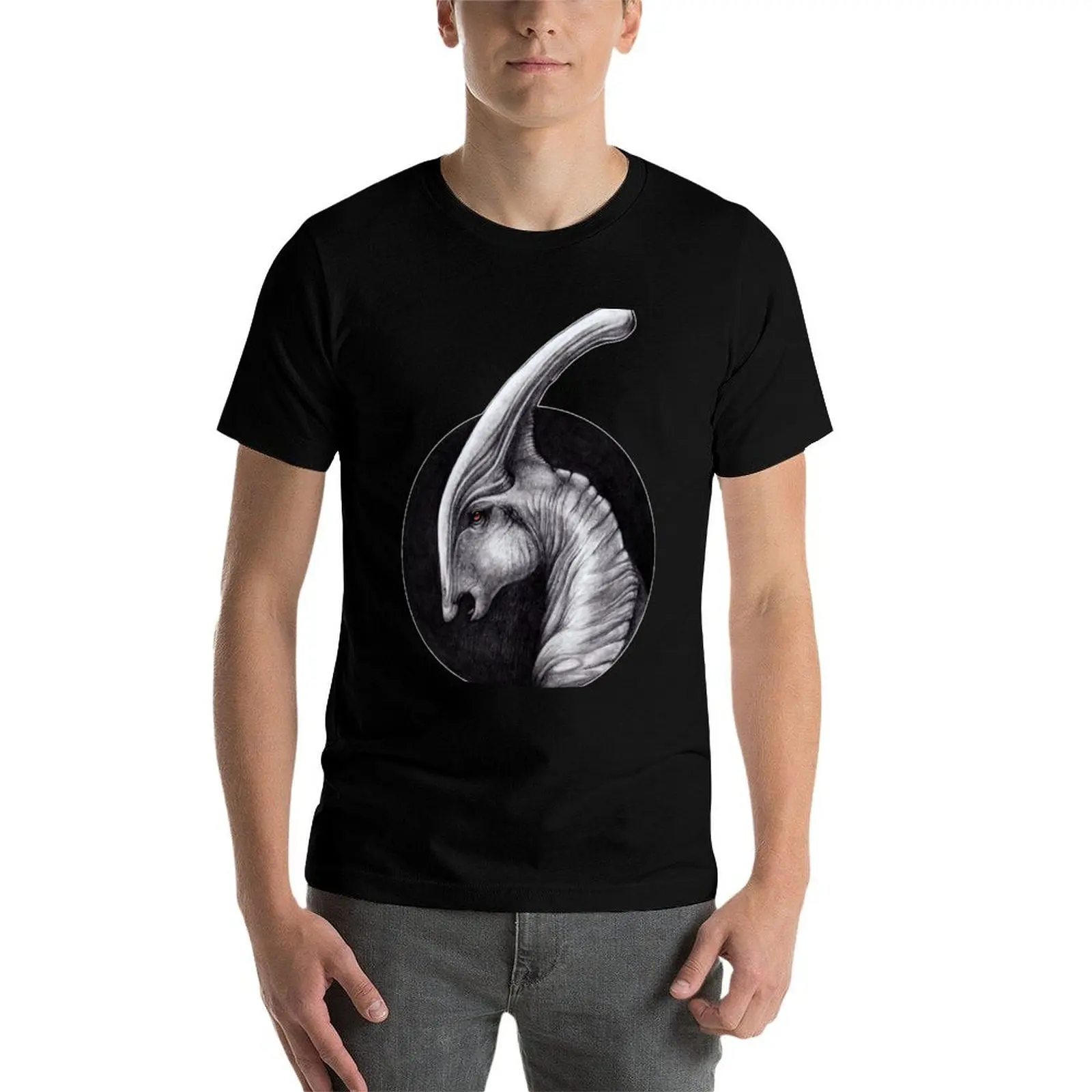 

Albino Parasaurolophus Walkeri - Paleo Portrait T-Shirt t shirt man plain man t shirt luxury anime t shirts oversize T-Shirt
