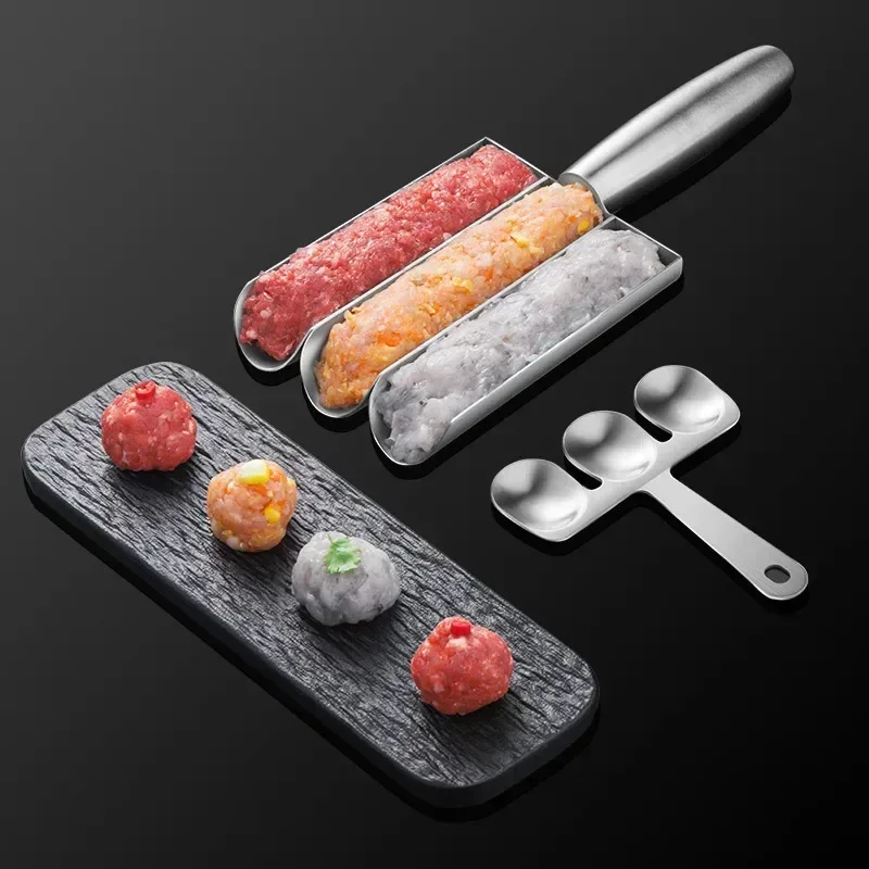 

1PC 1/2/3/4Slot 304 Stainless Steel Meatball Maker Home To Do Fish Ball Shrimp Sliding Mold Rice Ball Meat Dish Scoop Meat