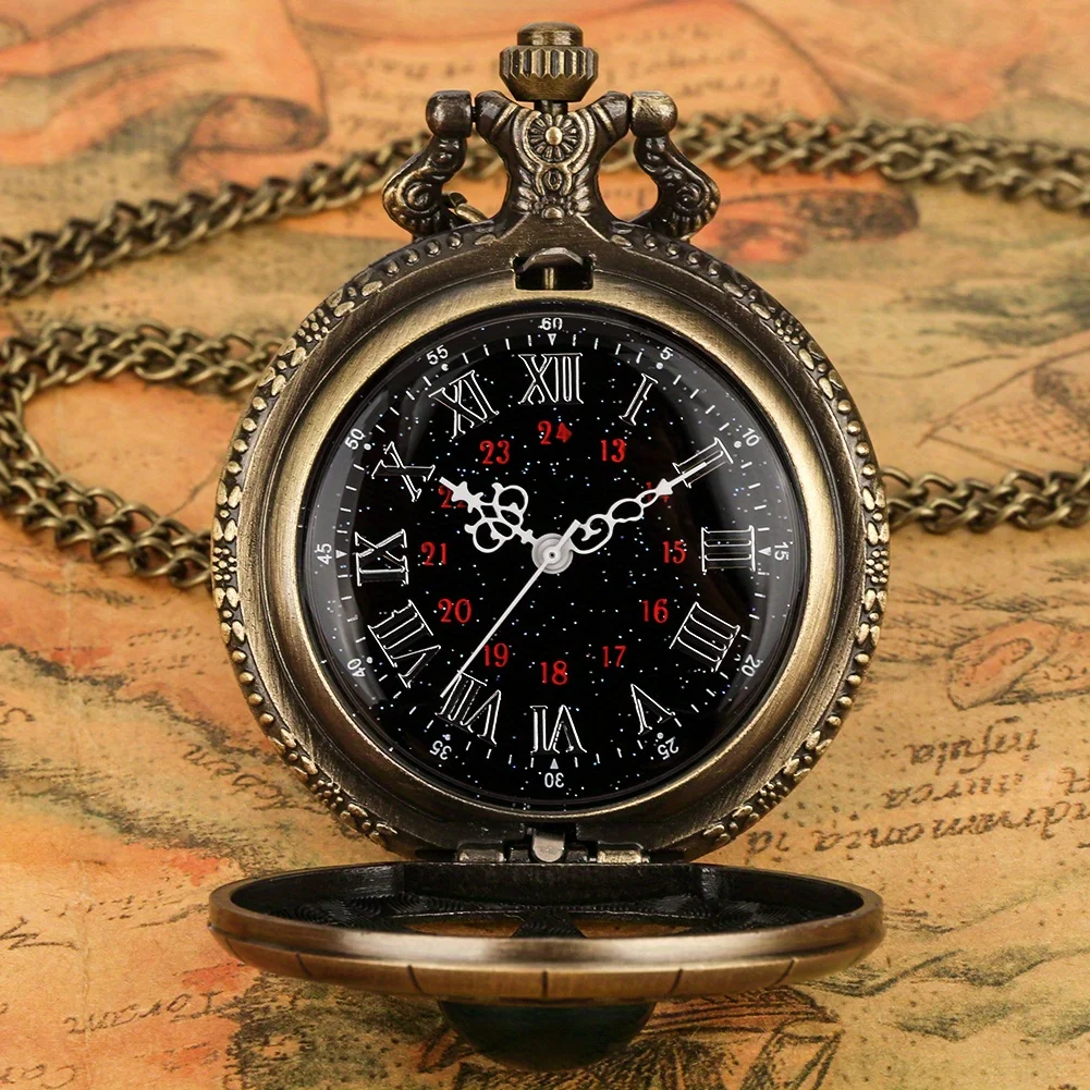 Y2K Cartoon Anime Round Pointer Quartz Watch Vintage Rhinestone Cosplay Necklace Chain Watch For Women Men Collector Gift