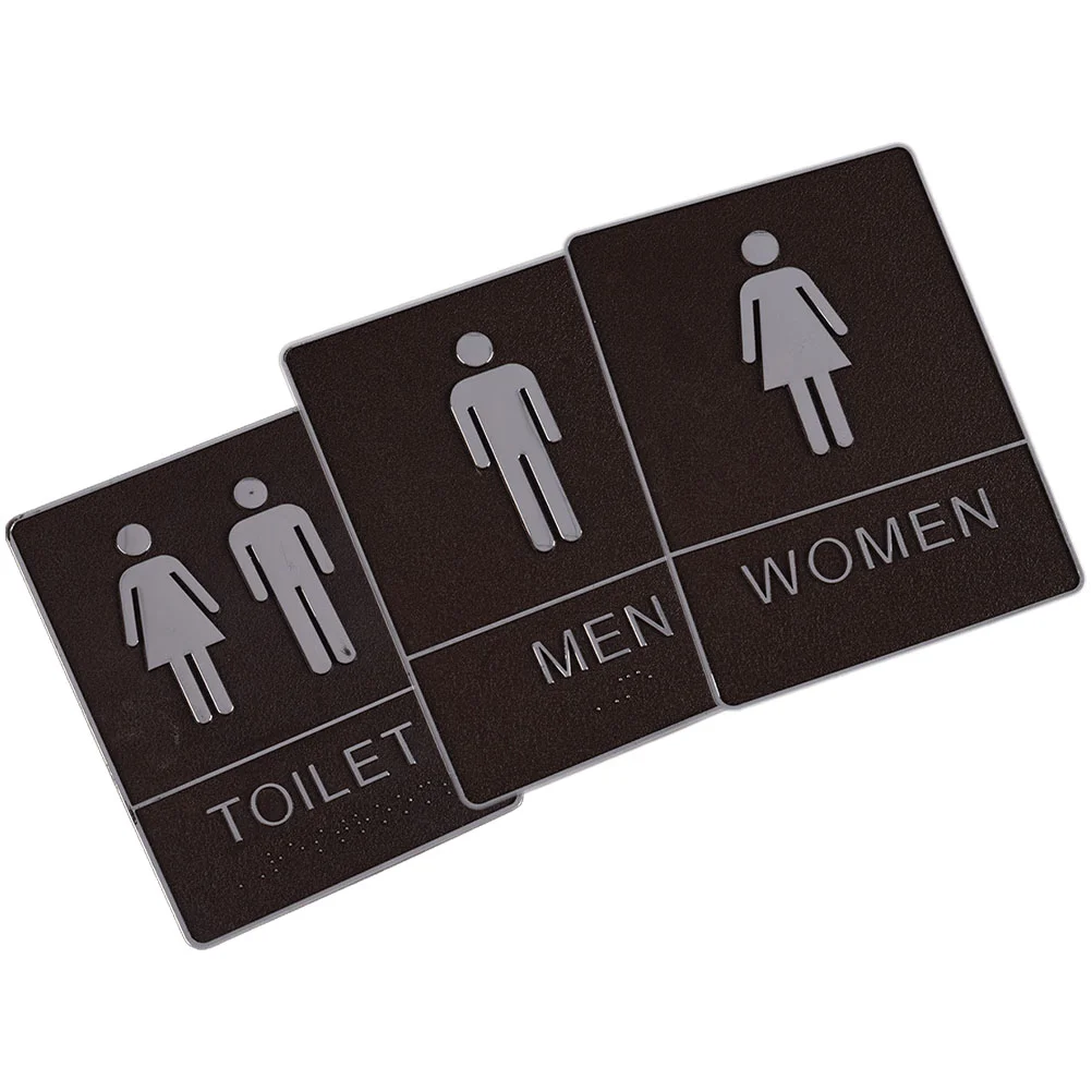 3 Pcs House Number Toilet Sign Man Fixtures Acrylic Restroom Signs for Business