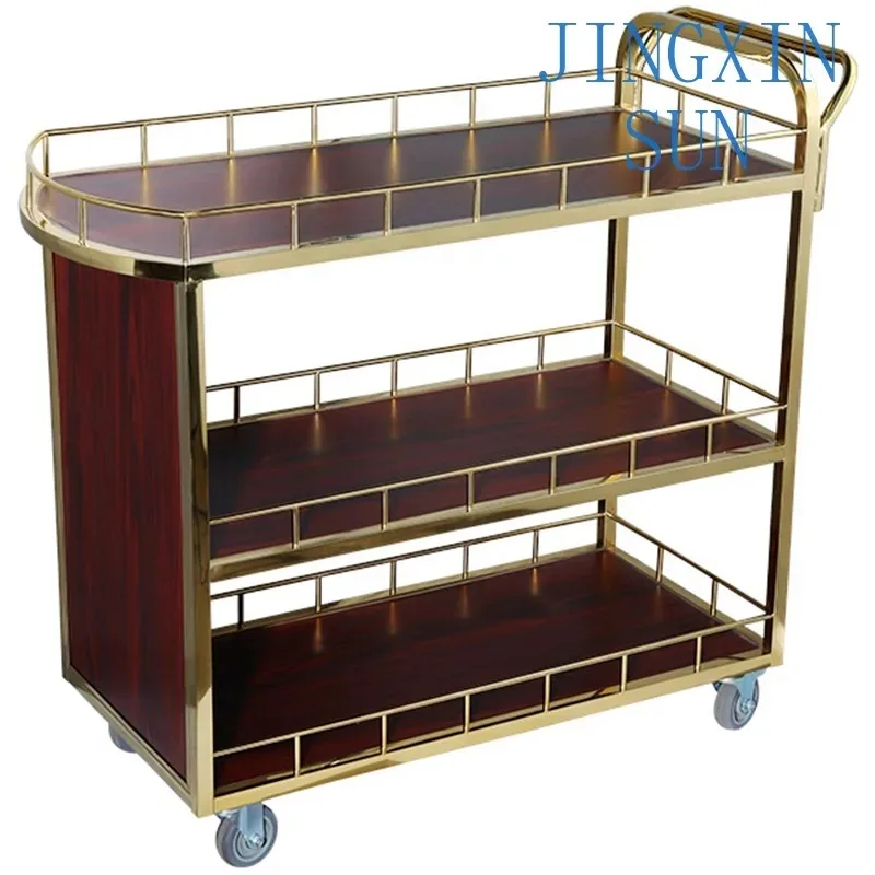 Hotel restaurant hand push mobile pastry wine truck multi-function service food delivery truck  shop tea snack truck commercial