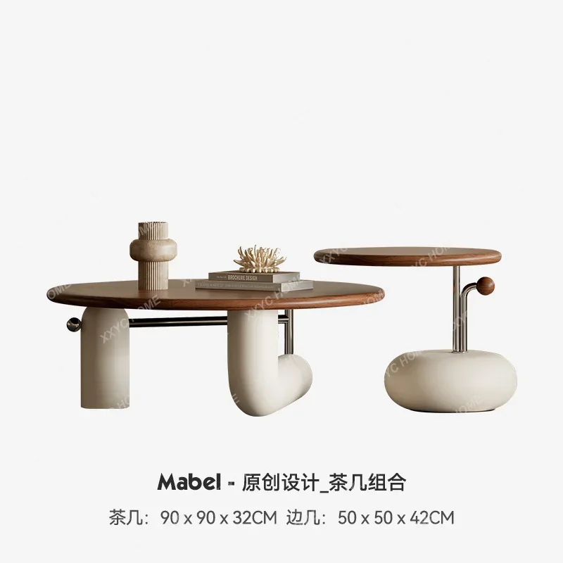 

walnut round coffee table living room home retro creative sofa coffee table