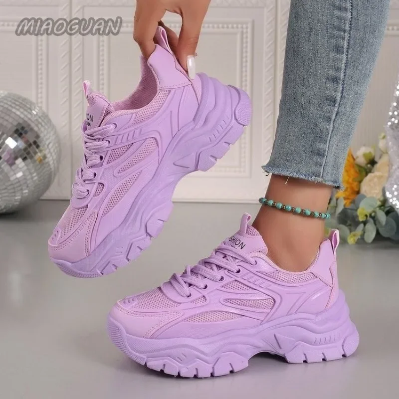 2024 New Casual Platform Women Sneakers punta tonda Mesh scarpe da donna autunno Fashion aumento traspirante confortevole Sport Tennis