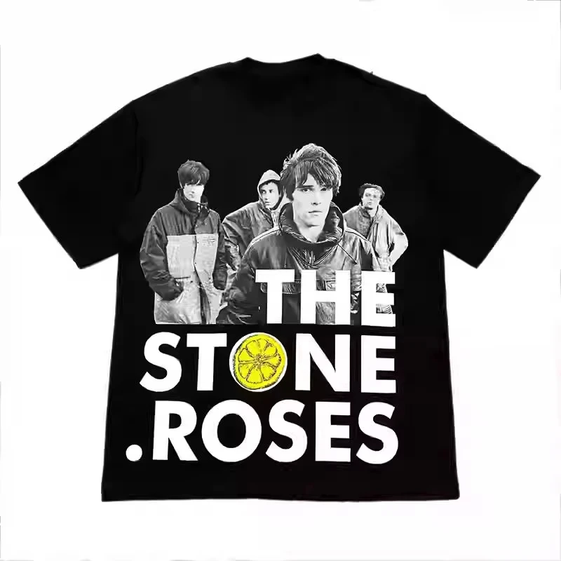 تي شيرت Stone Roses The Stone Roses British Alternative Rock Band Music فضفاض للرجال والنساء بأكمام قصيرة