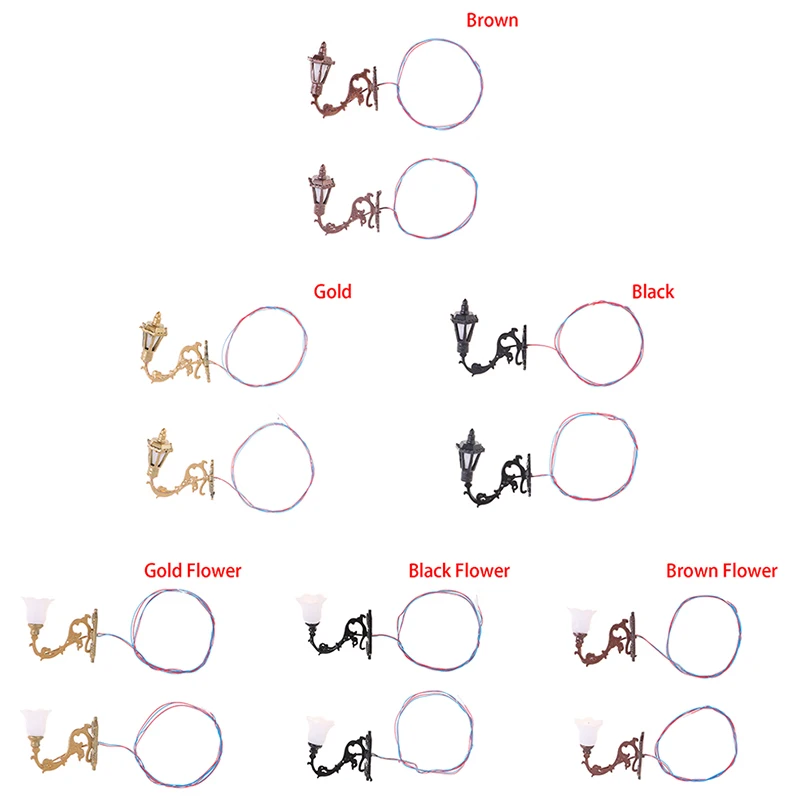2 قطعة العتيقة 1:12 دمية مصباح الجدار ضوء DIY نموذج ديكور لعبة دمية اكسسوارات حديقة ساحة الثريا طاولة الرمل مصباح ليد