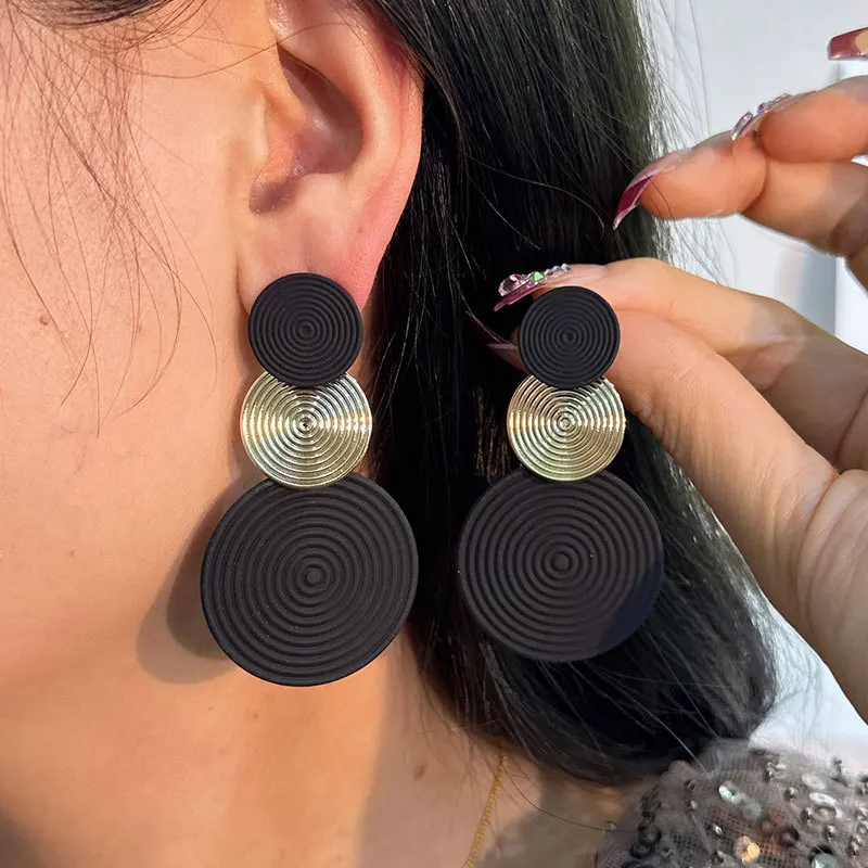 Trendy Dangle Earrings Trio Circle Design Pick A Color U Prefer Match Daily Outfits Party Accessories  Stylish Fashionable Stuff