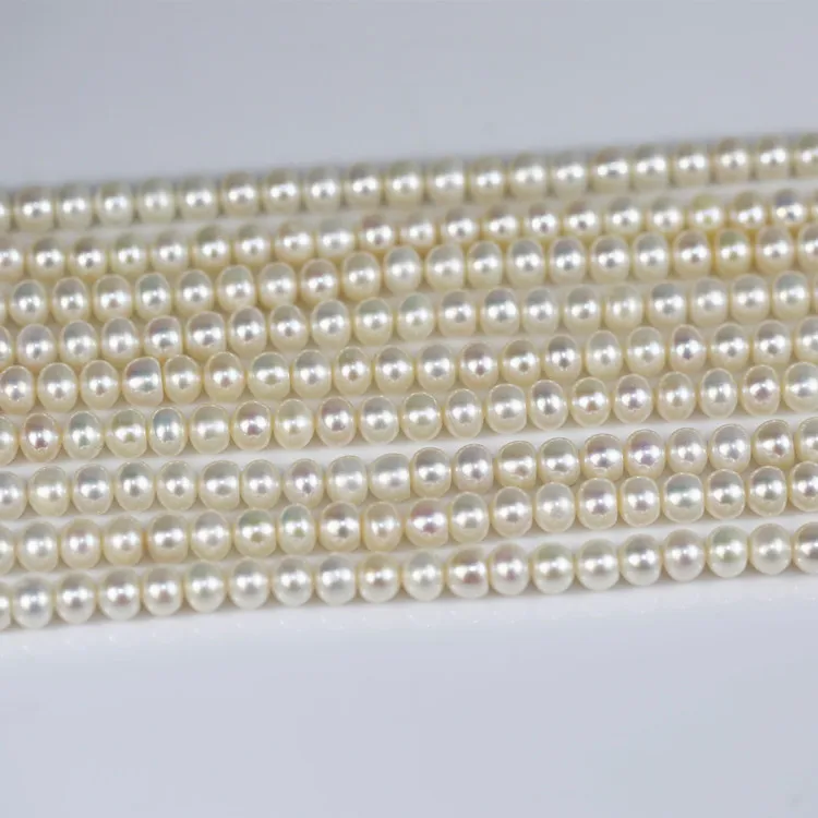 

6-7mm Natural Freshwater Real Fresh Water Pearl Button Round Bead String Strands Wholesale Price